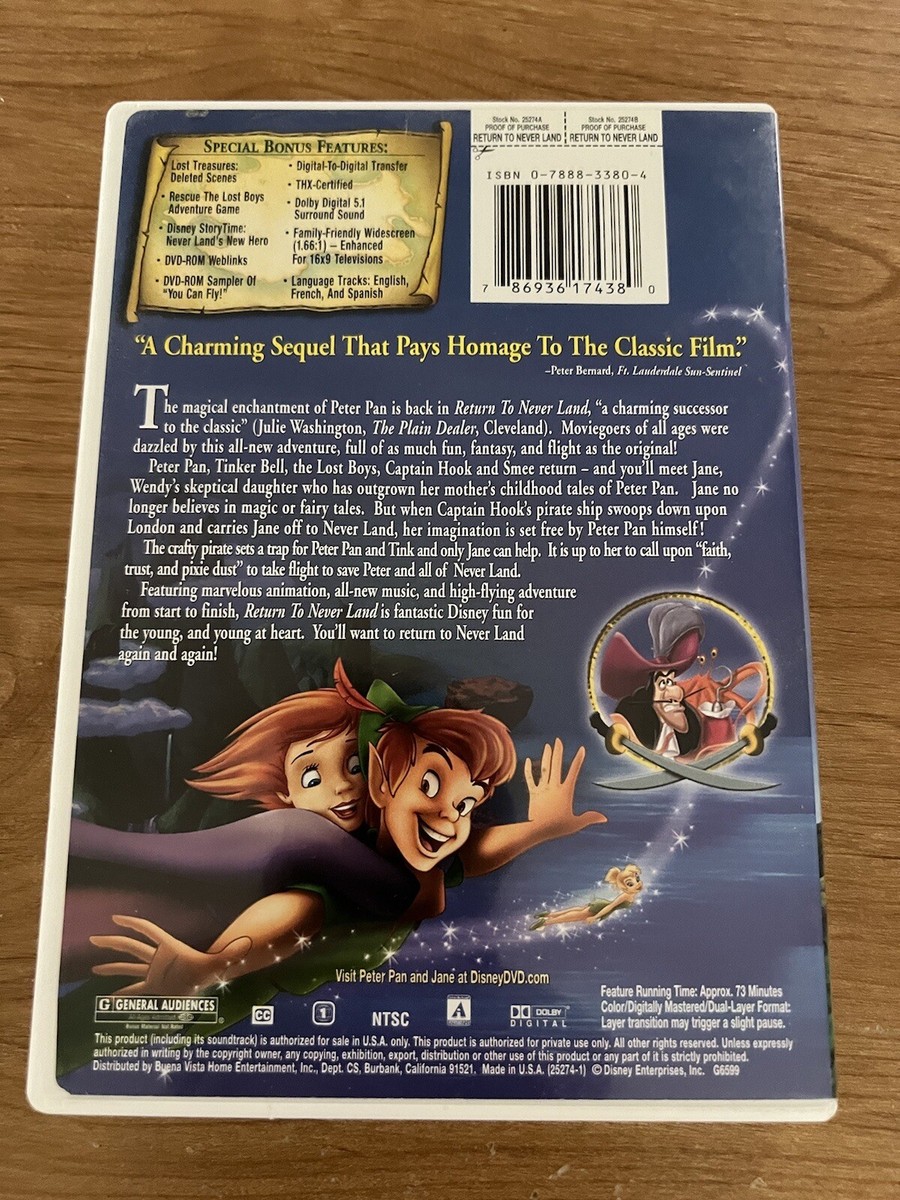 Walt Disney Peter Pan in Return to Neverland DVD 786936174380| eBay
