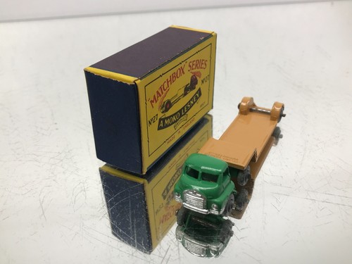 MOKO LESNEY MATCHBOX 27 BEDFORD LOW LOADER - GMW -GREEN 3inch- GOOD IN BOX - 365 - Imagen 2 de 8