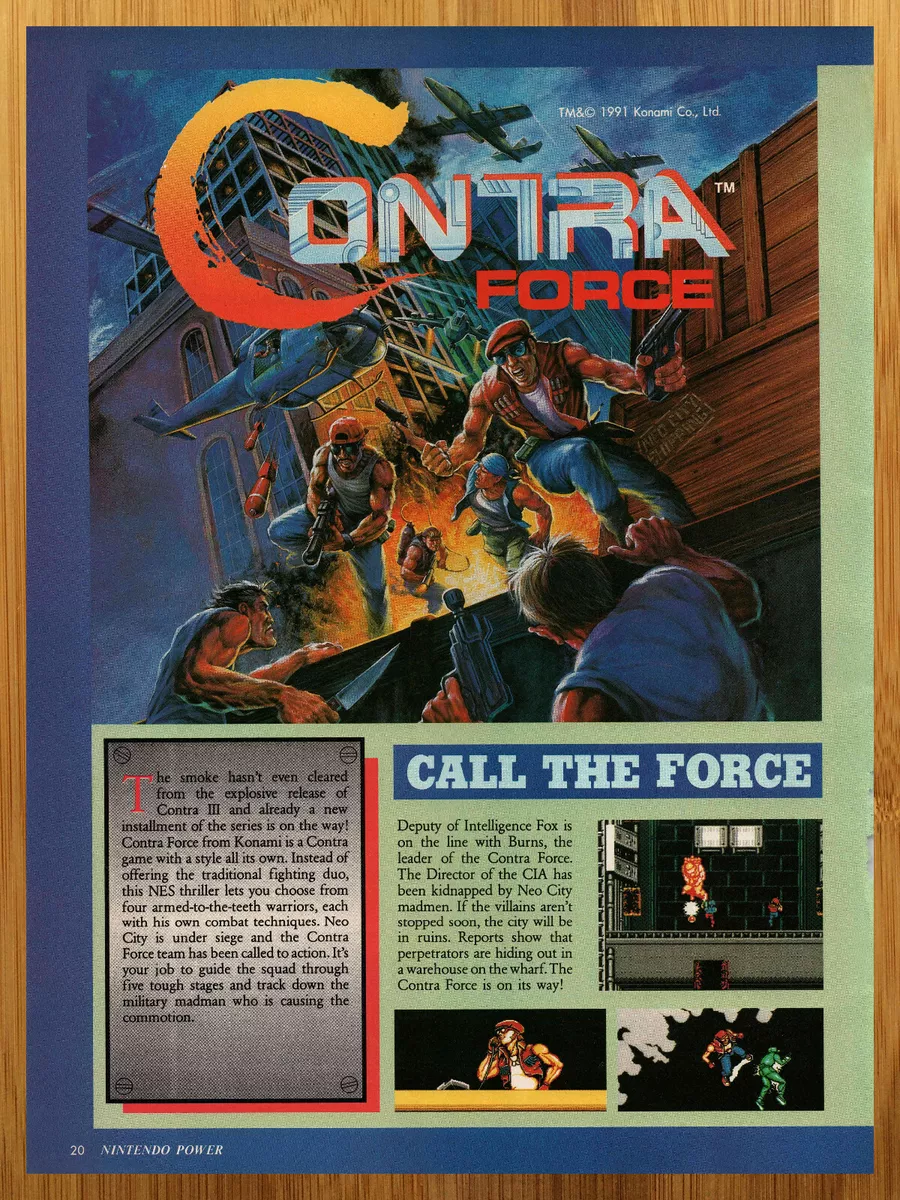 1991 Contra Force NES Print Ad Poster Original Authentic Video