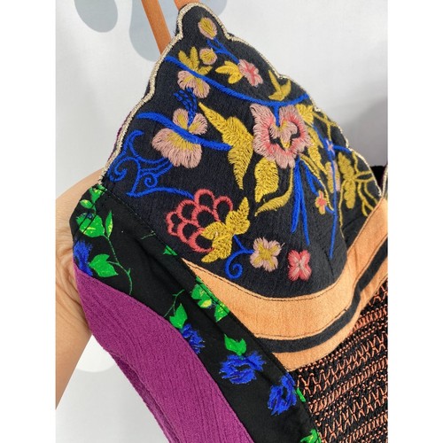 Free People NWT Original Tank Cropped Adjustable Smocked Embroidered Medium New - Picture 4 of 11