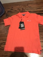 Micros Boys Coral Orange Short Sleeve Collar Shirt - Size 4 - Shark Logo Micros Boys Coral Orange Short Sleeve Collar Shirt - Size 4 - Shark Logo