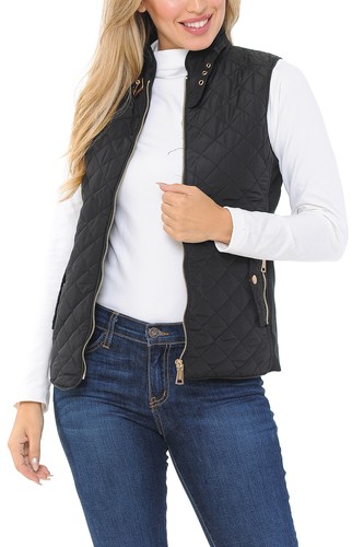 Chaleco acolchado ligero con capucha de piel con cremallera para mujer Auliné Collection - Imagen 58 de 109