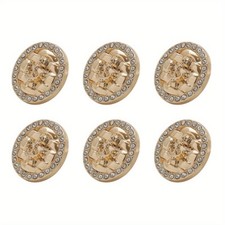 6pcs Decorative Anchor-shaped Round Buttons with Shiny Border Sewing Materials