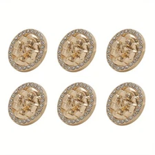 6pcs Decorative Anchor-shaped Round Buttons with Shiny Border Sewing Materials