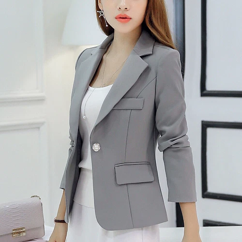 Business Freizeit Anzug Jacke Damen Formell Schmal Ein Knopf Langarm Blazer Mantel - Bild 3 von 17