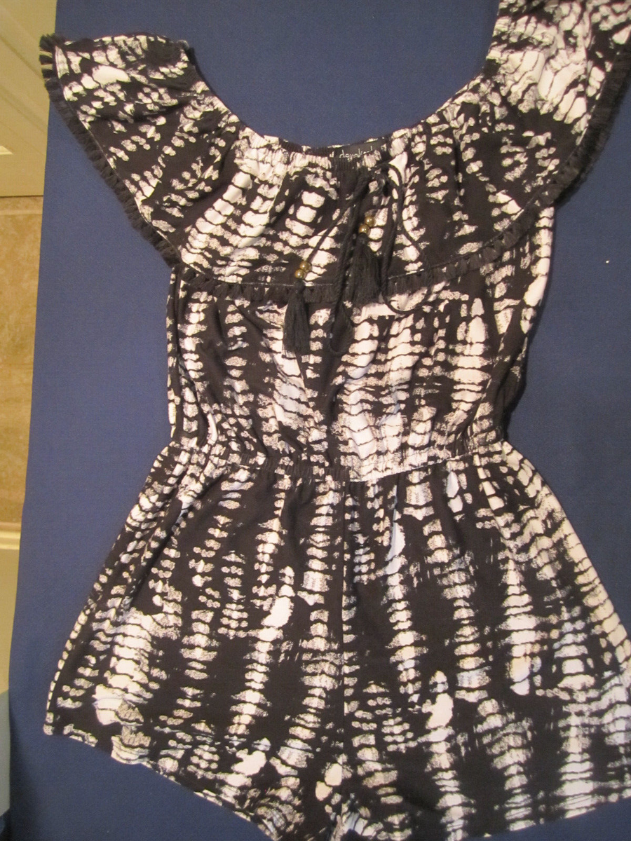 Derek Heart Romper Tie Dye Black White Junior Medium
