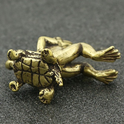 FIGURINE EXQUISE SCULPTURE grenouille vintage en laiton massif pour