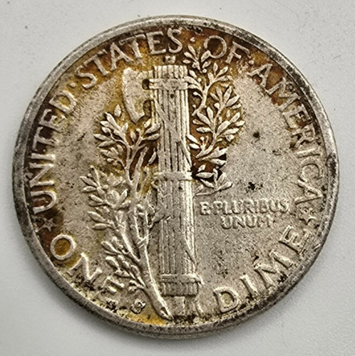 1943 S Mercury Dime AU Toned You Grade it! 90% Silver Type Coin Free Ship! - Picture 4 of 4