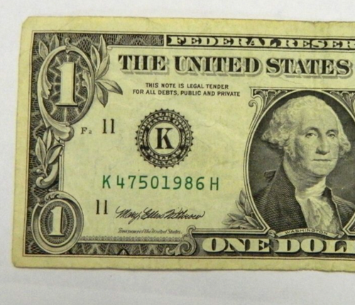 1986 YEAR NOTE - US 1 DOLLAR BILL CIRCULATED - (47501986) S# 1999 d47Y - Picture 3 of 4