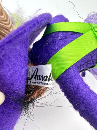 Vtg 2009 Annalee Purple Witch Elf Halloween Feathers Stars Posing Arms/Legs 14" - Picture 4 of 7