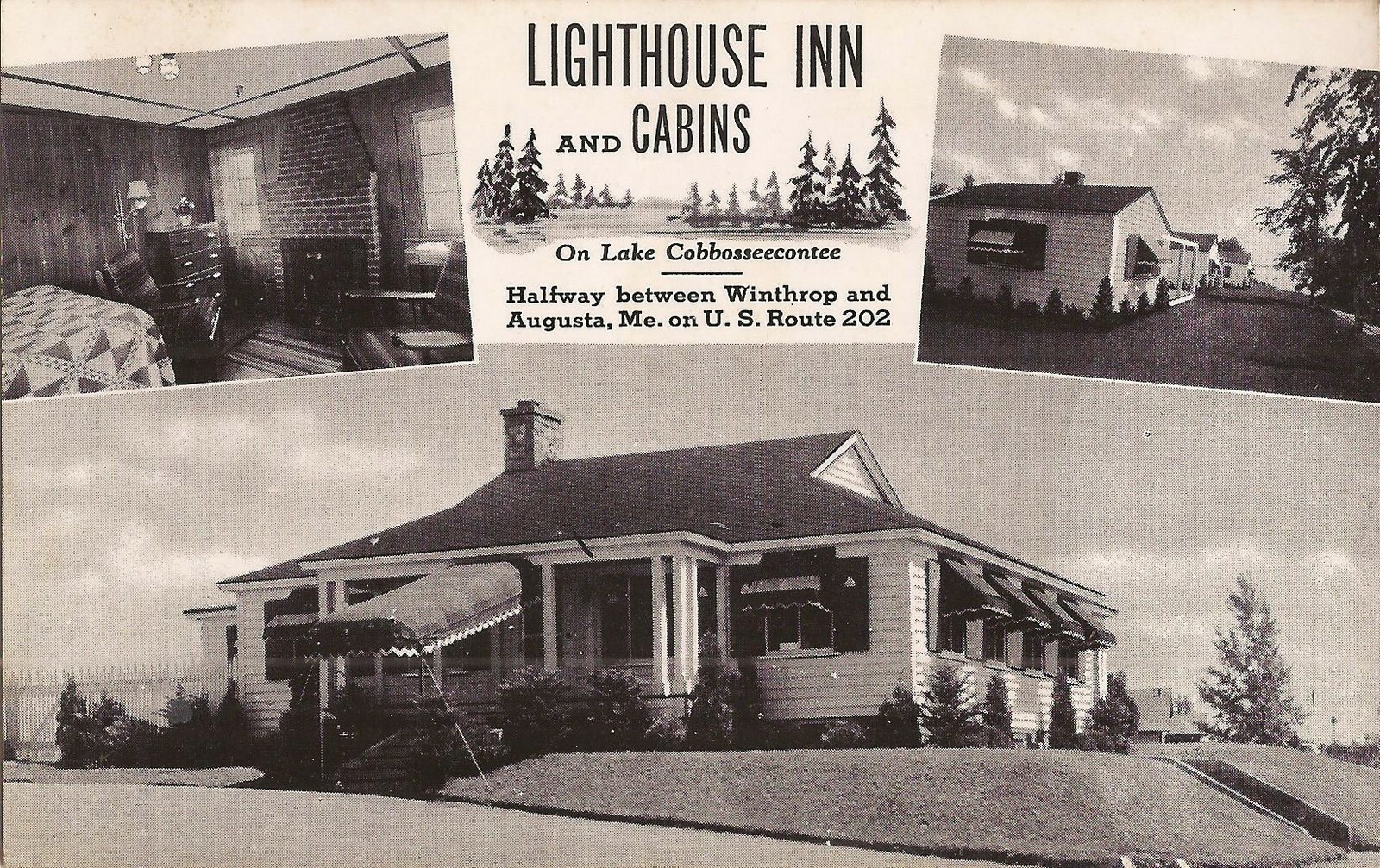 East Winthrop, MAINE Lighthouse Inn & Cabins ROADSIDE MULTIVIEW