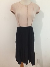 TORY BURCH Silk & Wool Blend Combo Sheath Dress Beige & Black Size 2
