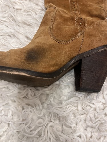 Miss Sixty Monique Brown Suede Leather High Heeled Calf Boots Size 37 US 6.5 - Picture 10 of 12