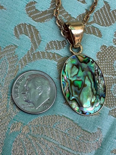 Charles Albert Iridescent Abalone & Alchemia Gold Handcrafted Pendant Necklace - Picture 23 of 23