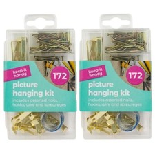 344 Pcs Picture Hanging Kit Set Hooks Nails Wire Photo Frame Mirror Wall Art Kit