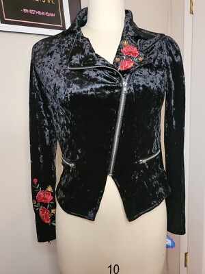 Disney Pixar Coco Moto Jacket Velour Embroidered Day of the Dead Size M NWT
