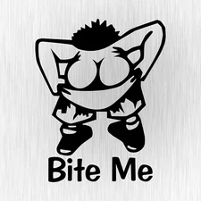 Bite Me Sayings Fun Comedy Tuner Black Car Vinyl Decal Sticker