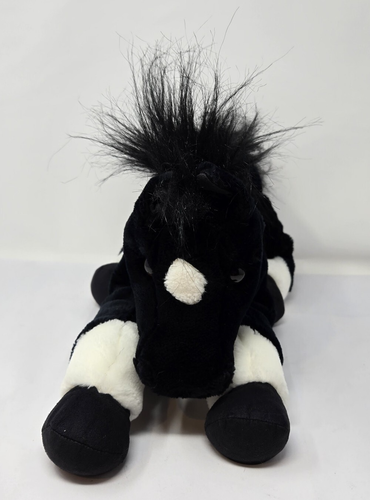 Vtg Black Stallion Horse Plush Stuffed Animal White Star & Socks -Hong Kong - Picture 8 of 18