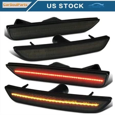 FOR Ford 2010-2014 Mustang Smoked Lens Front & Rear LED Side Marker Lights 4PCS