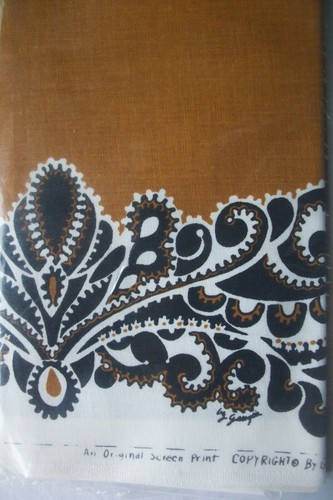 Border Print Material Make Blender Toaster Mixer Cover Alls Brown Cut N Sew Vtg - Picture 1 of 9