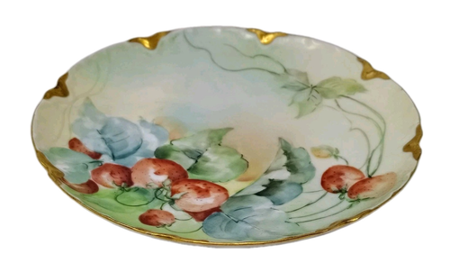 Antique Vintage Haviland France Porcelain Plate Hand Painted Strawberry Gold 7" - Picture 10 of 14