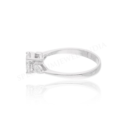 Lab Grown Diamond Engagement Ring 1.30Ct 18k White Gold Wedding Anniversary Gift - Picture 3 of 8