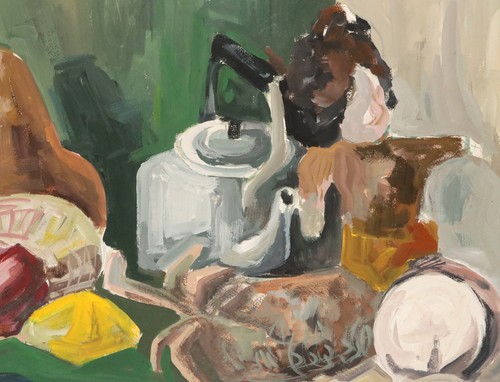 Pintura gouache original vintage bodegón con tetera - Imagen 8 de 12