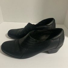 Clarks Collection Vlack Leather Women's Clogs Confort Slip On Size 10M