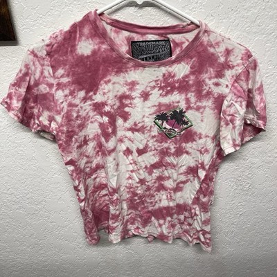 Trademark Brooklyn Cloth Wmns M Pink Tie Dye Crop Cotton T-Shirt Only Good Days