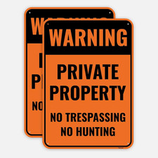 No Trespassing No Hunting Sign 2 Pack 10x7 In Aluminum Outdoor Fence Warning