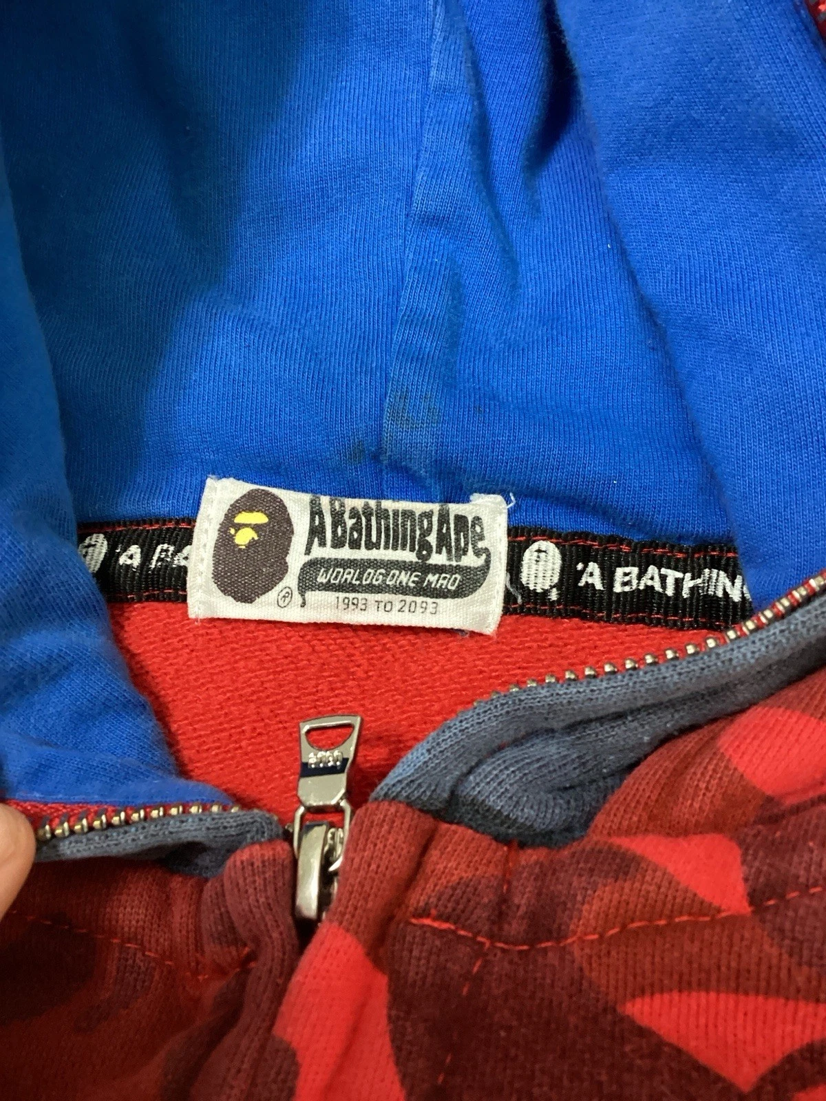 A Bathing Ape Double Hood Red Camo Zip Jacket image 6