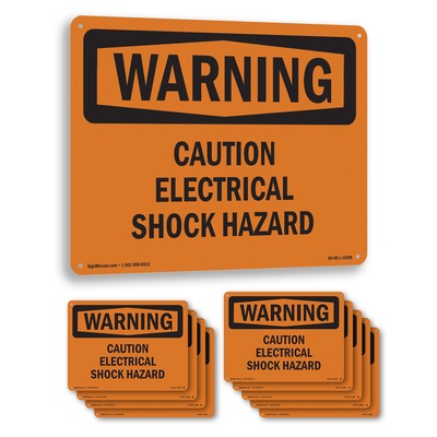 Caution Electrical Shock Hazard OSHA WARNING Sign Metal, Decal - 5 or 10 Pack