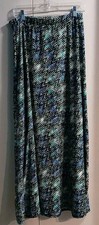 Skirt Women's Size L Maxi Geometric Pull-on Multicolor Elastic Waist Casual