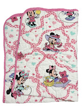 Vintage Dundee Disney Minnie Mouse Pink Toddler Blanket Comforter 41x52