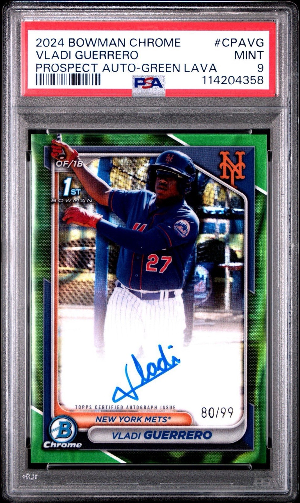 2024 Bowman Chrome VLADI GUERRERO 1st Green Lava Autograph /99 #CPA-VG