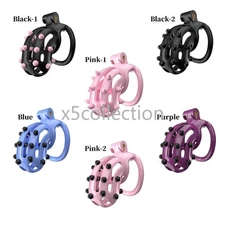 Male Resin Chastity Cage Device Cb Lock with Detachable Soft Spikes with 4 Rings