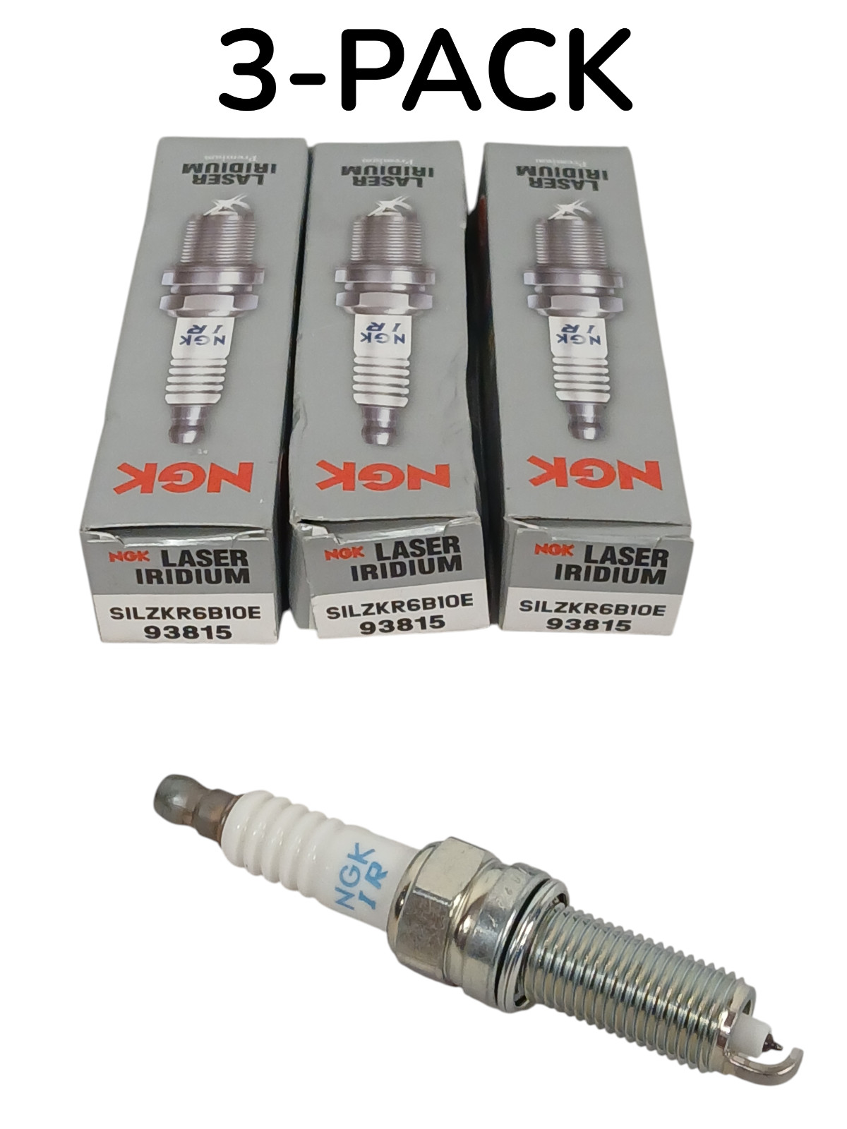 3-PACK NEW NGK 93815 Spark Plug-Laser Iridium High Ignitability SILZKR6B10E