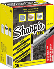 Sharpie Industrial Permanent Markers, Fine Tip, Black, 36 Count