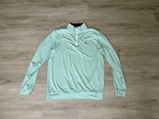 Rhoback Quarter Zip Teal Pullover Mock Neck Preppy Golf Sports Men s Size Small