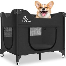 Bedside Dog Lounge Bed, Fordable Bunk Beds Attachment to Human Bed Black