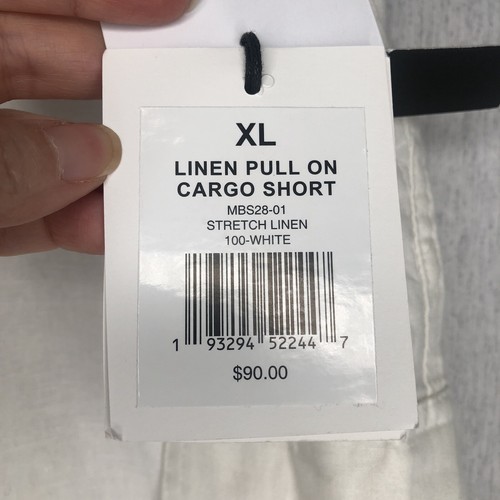 NWT Onia Shorts Men's XL White Linen Pull On Cargo Drawstring Quiet Luxury - Picture 3 of 14