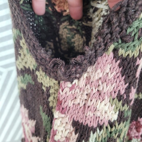 Vintage Sweater Vest Size Small Floral Cottagecore Tapestry Granny Brown Pink - Picture 5 of 9