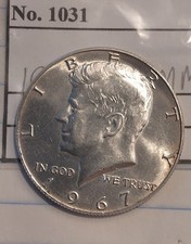 1967P Kennedy Half Dollar, No Mint Mark, #1031