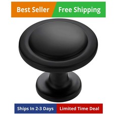 30 Pack 1-1/4 inch Matte Black Zinc Euro-Style Cabinet Knobs, Drawer Pulls  ...