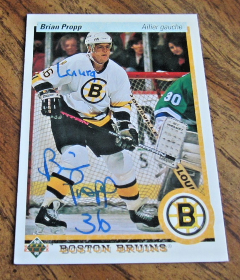 Brian Propp Autographed 1990-91 Upper Deck French #2 Trading Card NHL Bruins