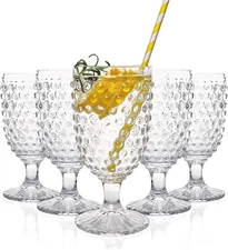 Hobnail Drinking Glasses Goblet Water set of 6, 13 oz Iced Tea Glasses Ideal ...
