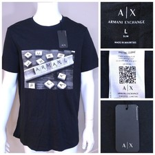 ARMANI EXCHANGE T Shirt LARGE NEW with TAG Multicolor SUDOKU NWT Luxury AX SS