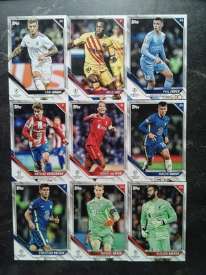 Topps Flagship Champions League Soccer 2022 Set mit 9 Karten Lot Bulk Sammlung