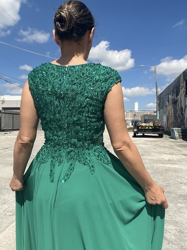 Mac Duggal Sequin long Green Evening Gown NWT Size 2 dress Emerald wedding - Picture 9 of 15