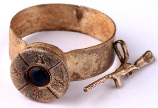 Rifle Soldier's ring Trench art set Gun Military Army Force War art Mans jewelry